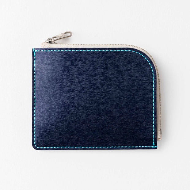 パスケース（牛革・紺×水色）