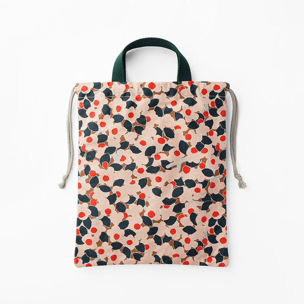 ハンドメイド★ネイビー。ランダム新幹線プリント片側紐出し巾着★入園入学グッズ 入園・入学グッズ専門店hapimade（ハピメイド） / 巾着袋（S）